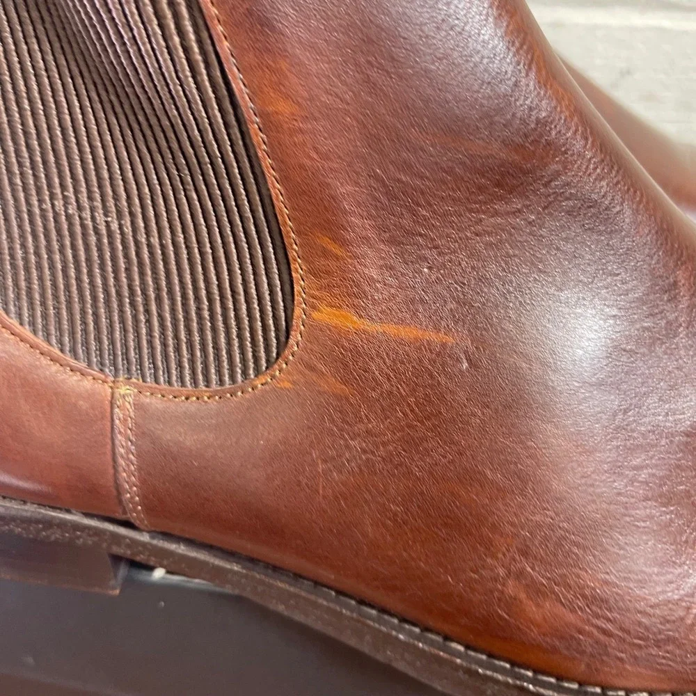 Mark Nason‎ Eastwood Franco Brown Leather Chelsea Boots Pull On Men's Size 13 US
